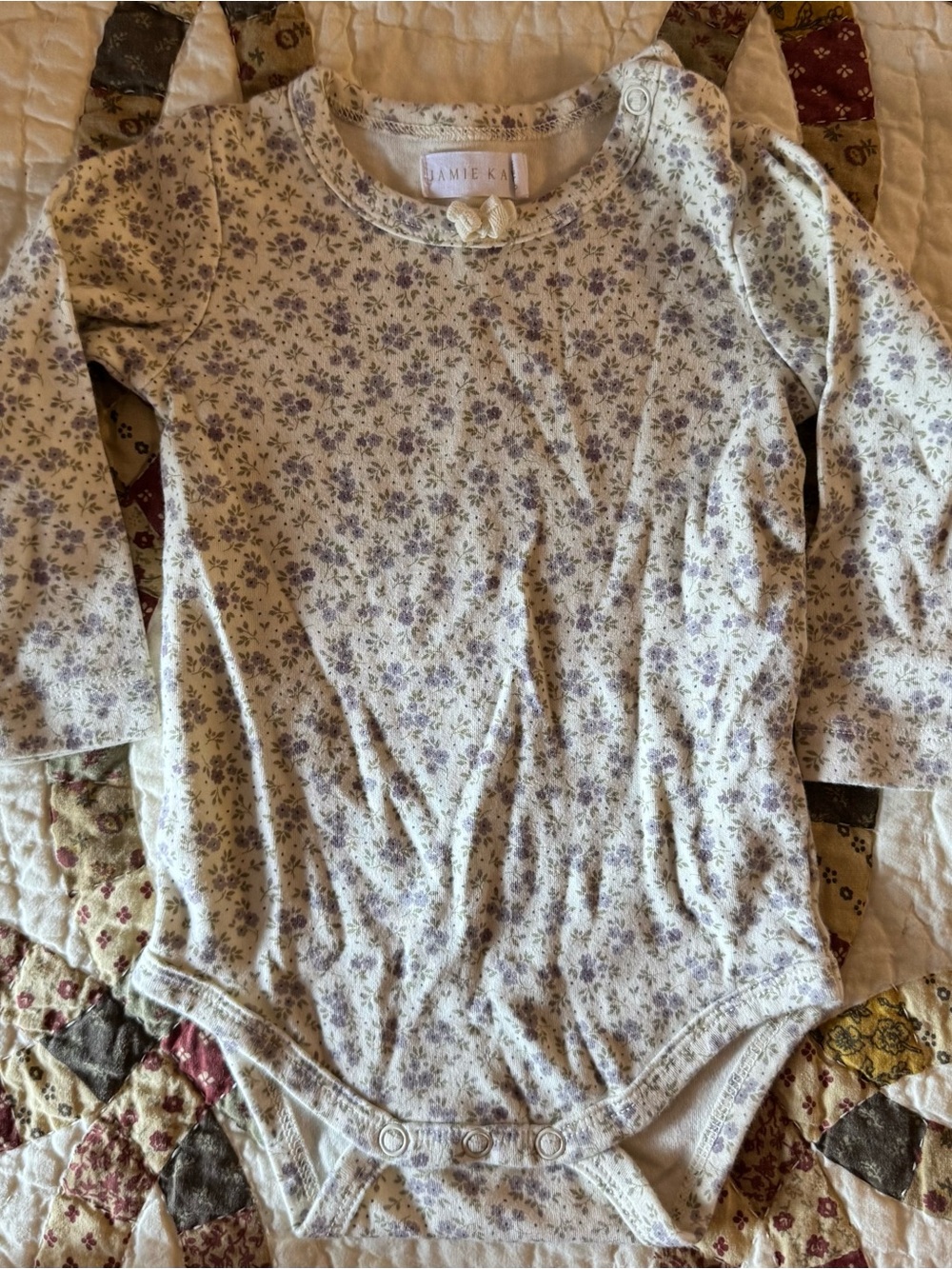 Jamie Kay Cream Floral Long-Sleeve Baby Onesie